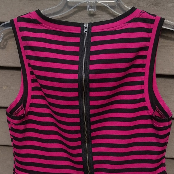 INC Hot Pink and Black Striped Sleeveless Dress Medium - Picture 7 of 16